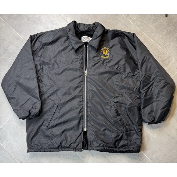 VTG Birdie Richard Leslie Sherpa Lined Jacket 2X Springhill LA USA Black - Picture 1 of 13